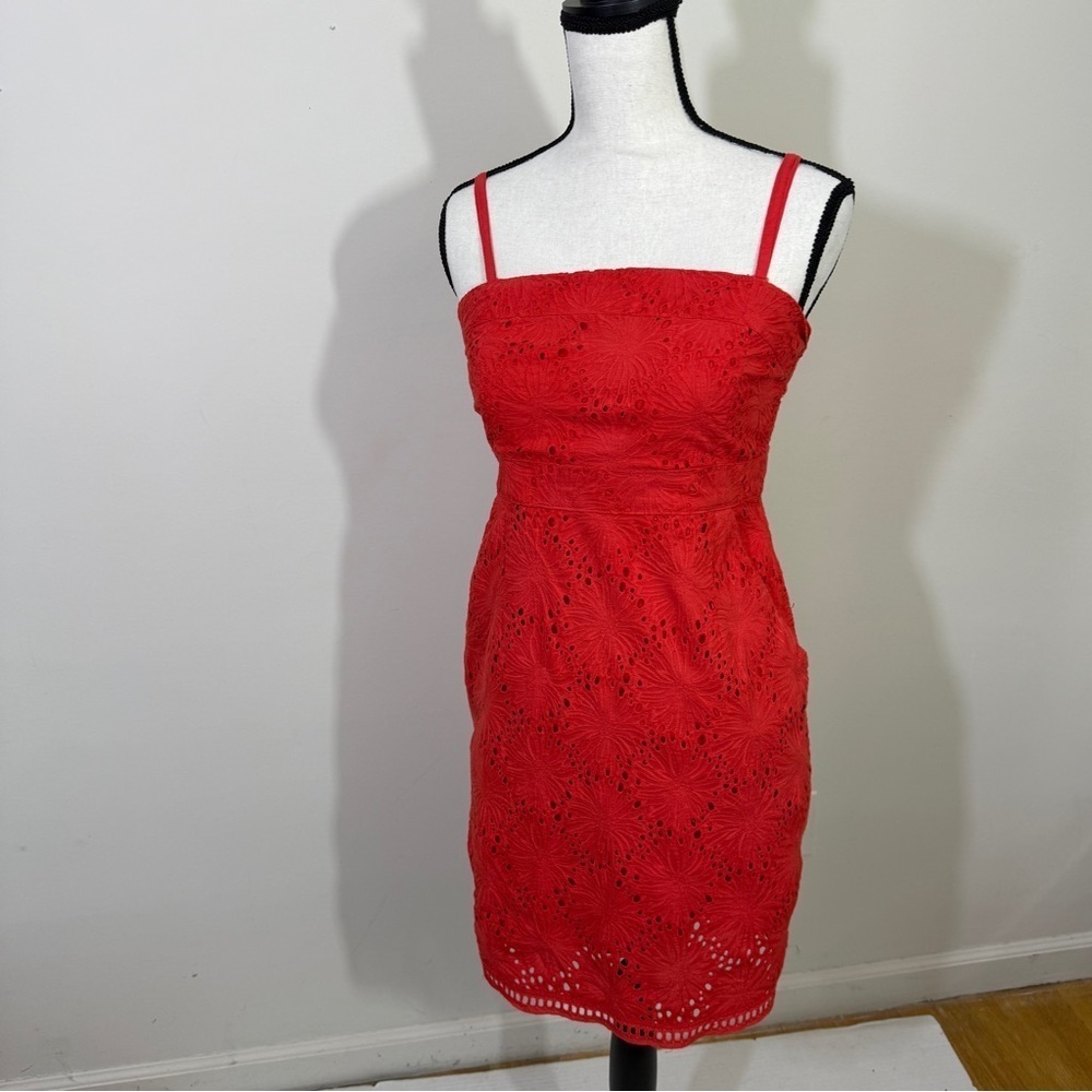 New York & Company Red Ruched Mini Sundress - Picture 5 of 10
